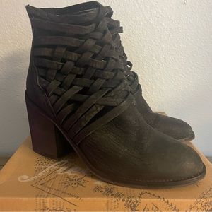 Free People Carrera black heeled ankle boots size 39